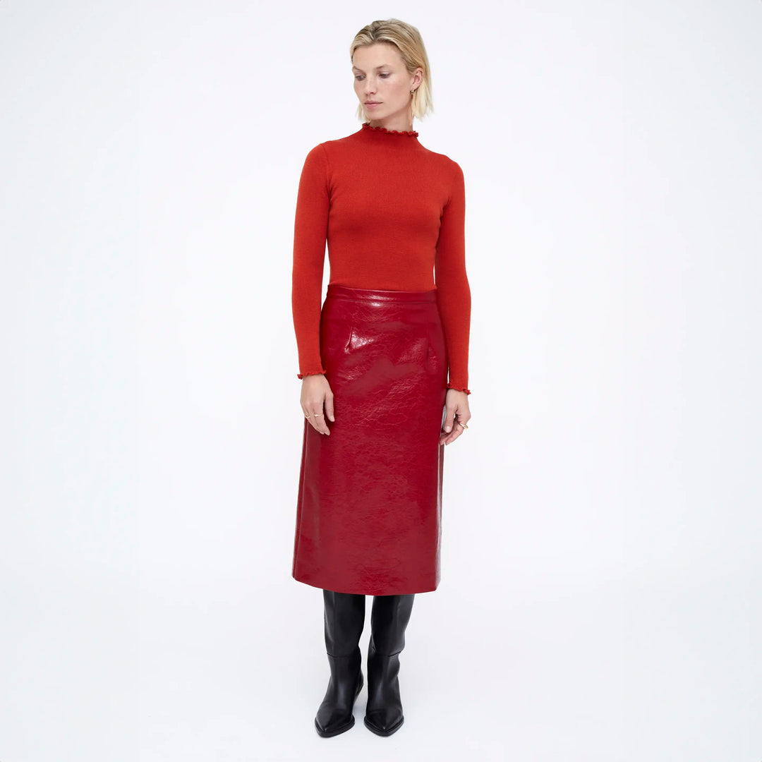 FALDA - Wild Pony,  Midi de cuero sintético rojo