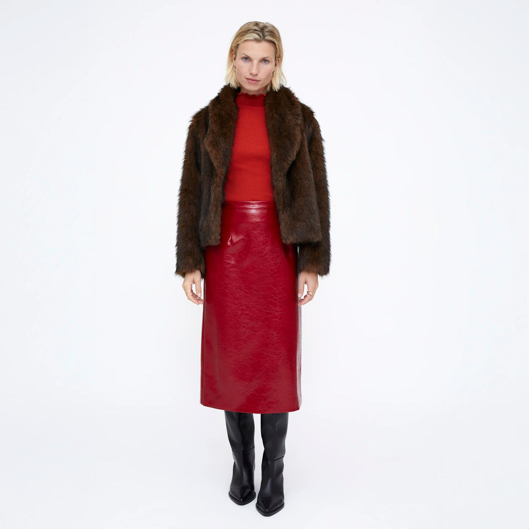FALDA - Wild Pony,  Midi de cuero sintético rojo