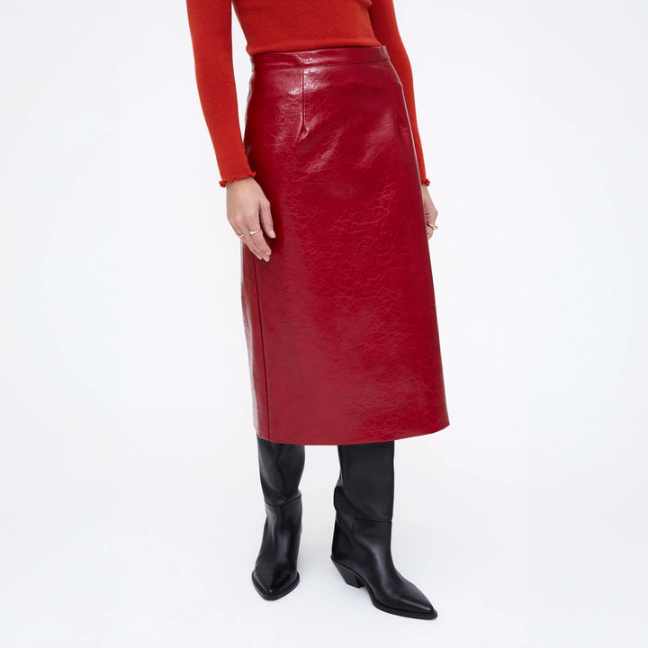 FALDA - Wild Pony,  Midi de cuero sintético rojo