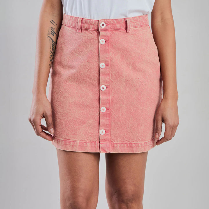 FALDA - Brava Fabrics, Mini Washed Denim Rosa