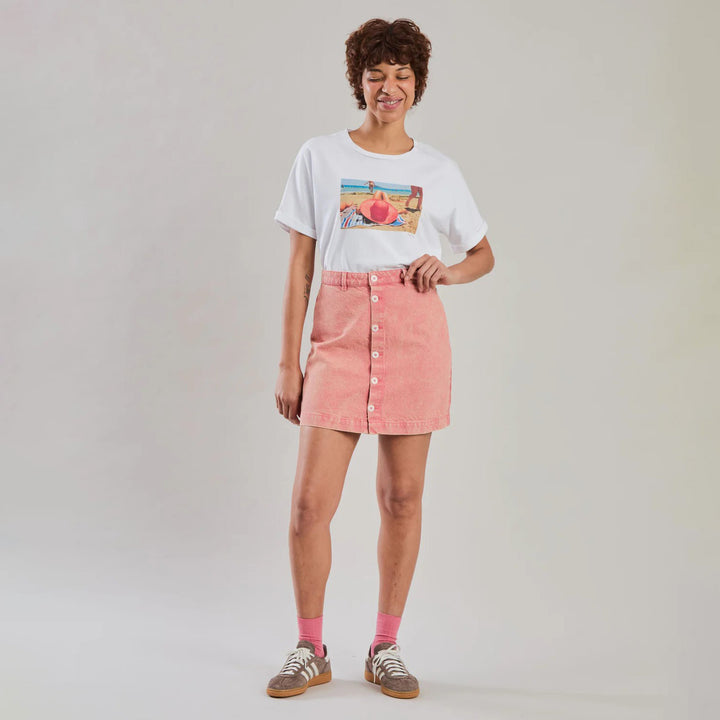 FALDA - Brava Fabrics, Mini Washed Denim Rosa