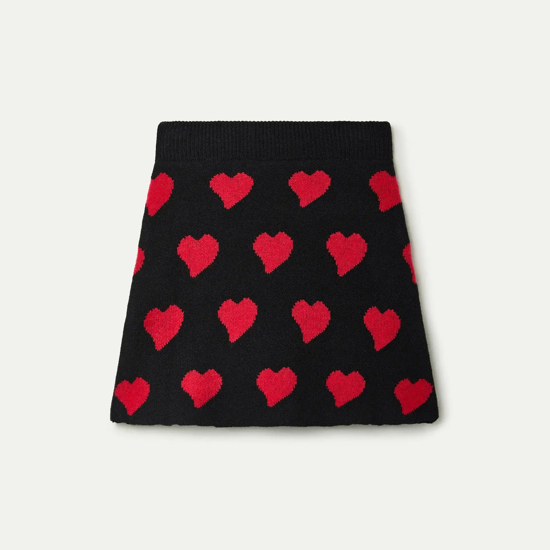FALDA - Compañía Fantástica, Corta jacquard con estampado Heart Attack Small