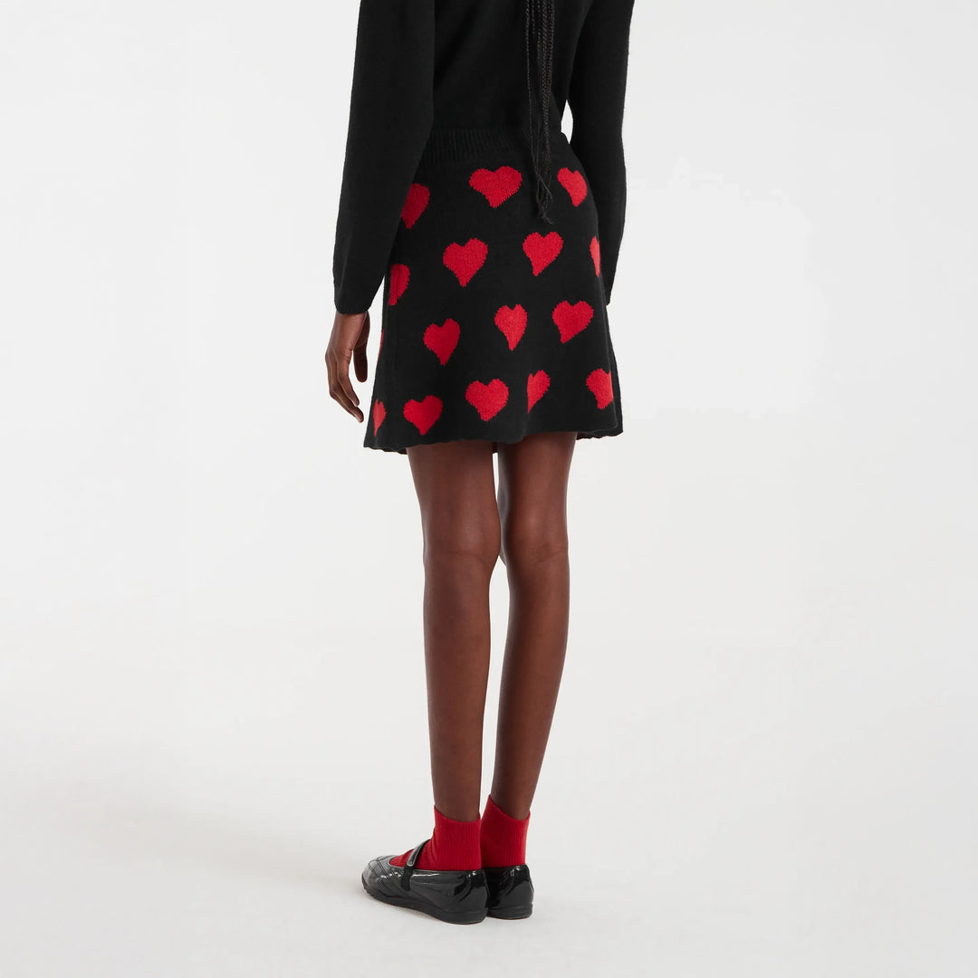 FALDA - Compañía Fantástica, Corta jacquard con estampado Heart Attack Small