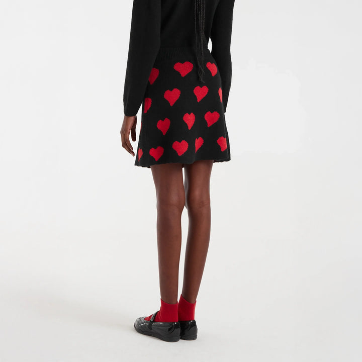 FALDA - Compañía Fantástica, Corta jacquard con estampado Heart Attack Small