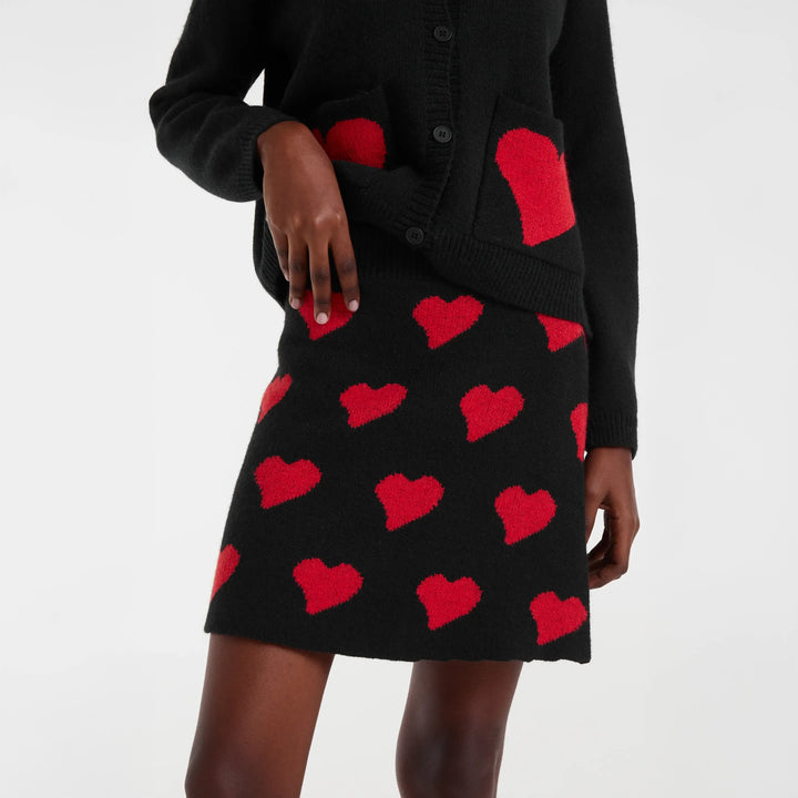 FALDA - Compañía Fantástica, Corta jacquard con estampado Heart Attack Small
