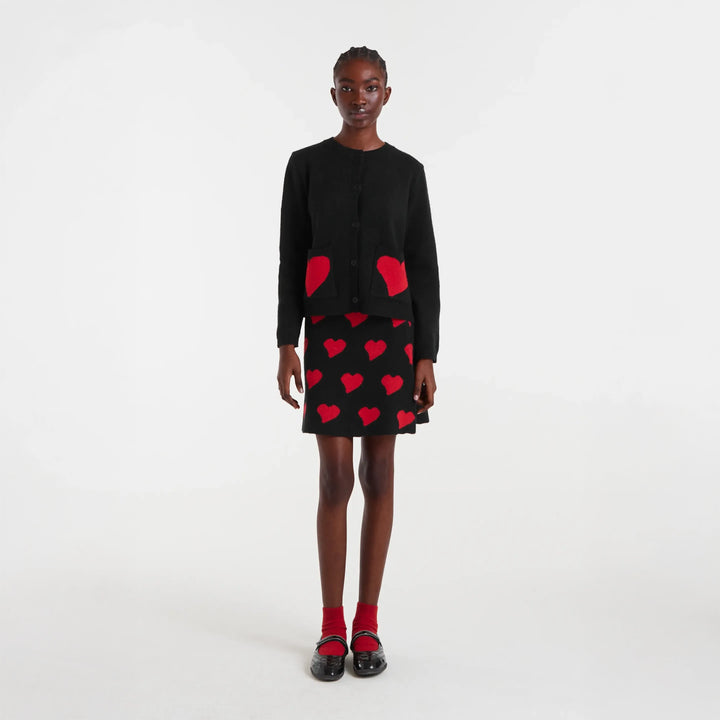 FALDA - Compañía Fantástica, Corta jacquard con estampado Heart Attack Small