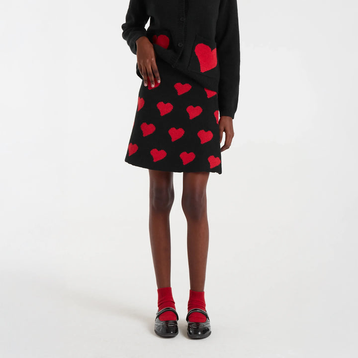 FALDA - Compañía Fantástica, Corta jacquard con estampado Heart Attack Small
