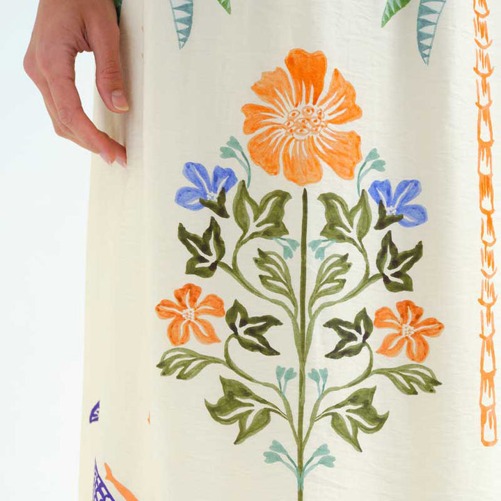 FALDA - Compañía Fantástica, Larga con estampado Palm & Mermaid