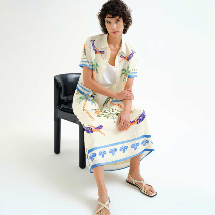 FALDA - Compañía Fantástica, Larga con estampado Palm & Mermaid