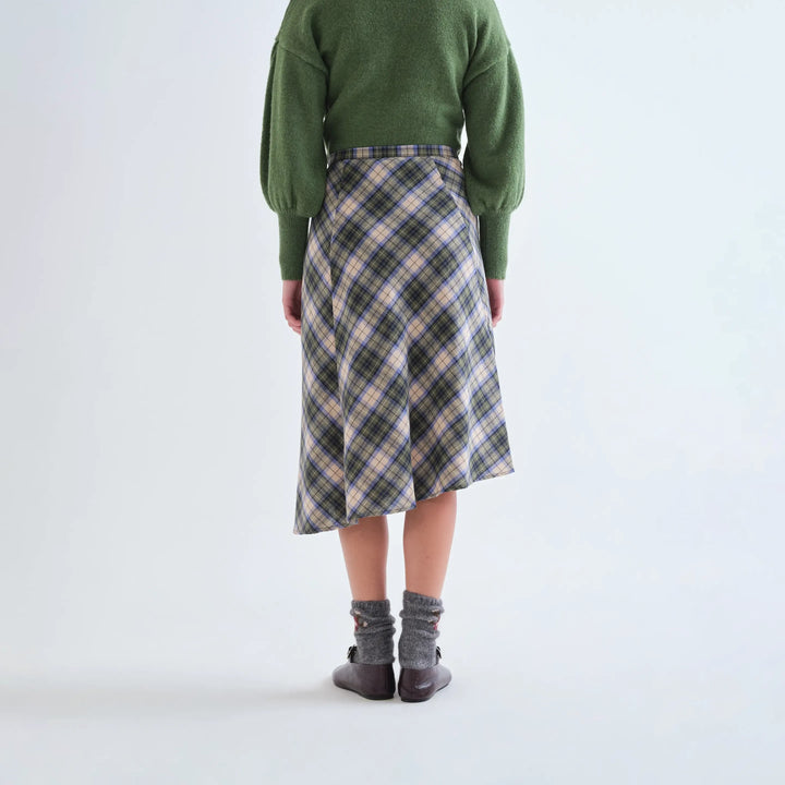 FALDA - Compañía Fantástica, Midi con estampado de cuadros verde