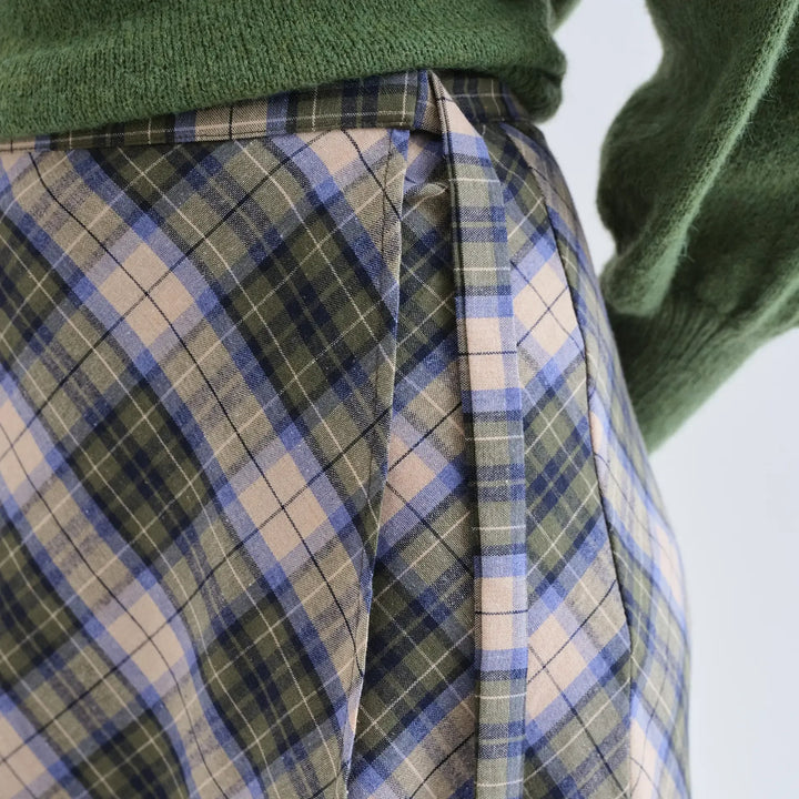 FALDA - Compañía Fantástica, Midi con estampado de cuadros verde