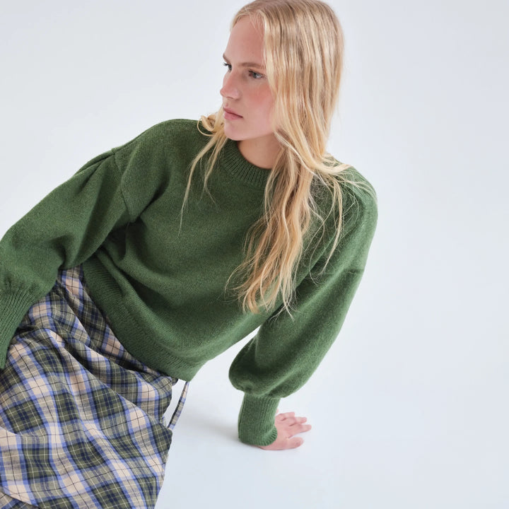 FALDA - Compañía Fantástica, Midi con estampado de cuadros verde