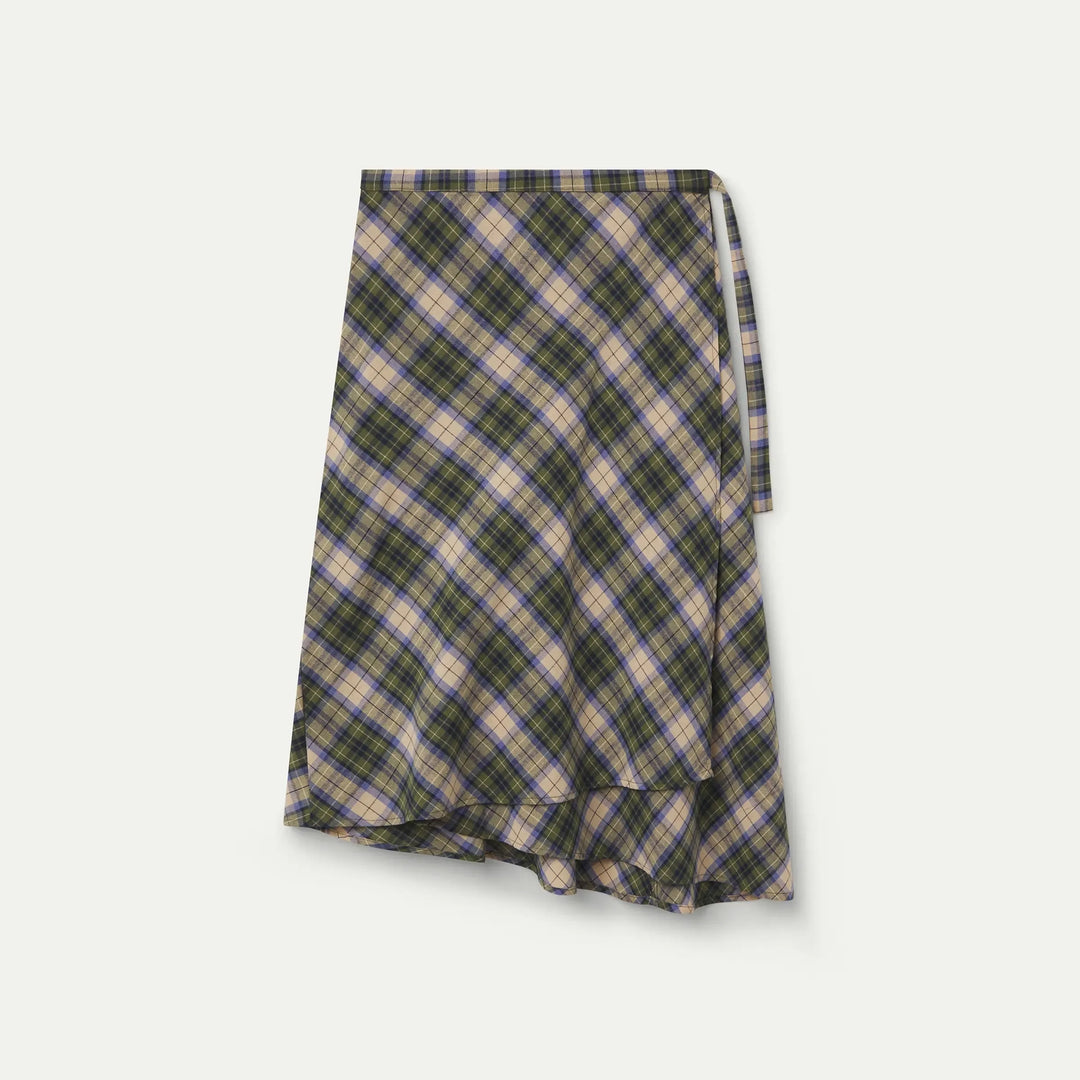 FALDA - Compañía Fantástica, Midi con estampado de cuadros verde