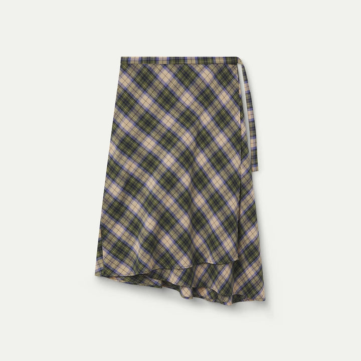 FALDA - Compañía Fantástica, Midi con estampado de cuadros verde