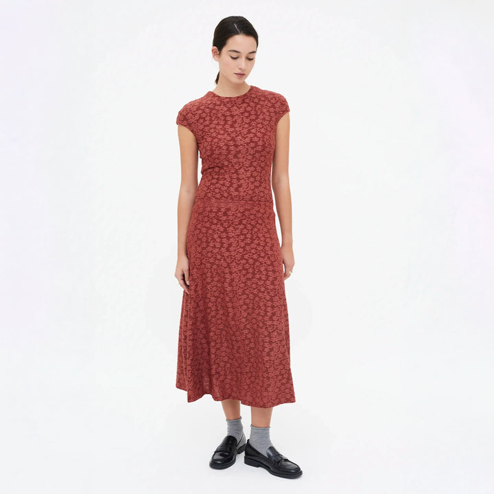 FALDA - Compañía Fantástica, Midi con encaje floral marrón