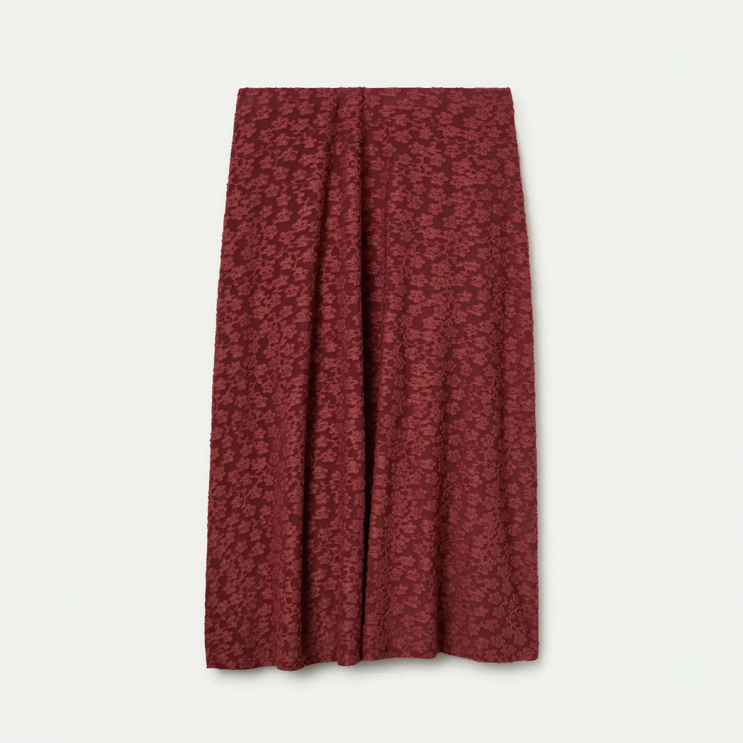 FALDA - Compañía Fantástica, Midi con encaje floral marrón