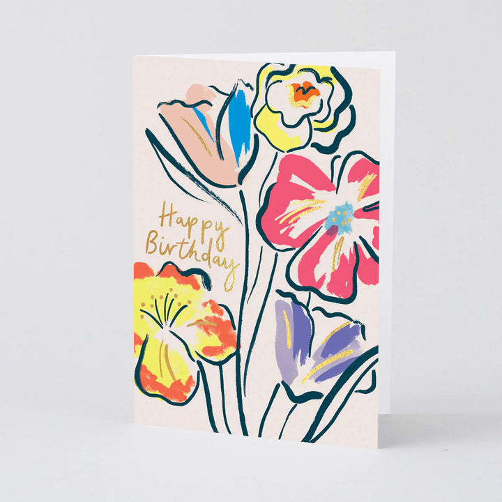 TARJETA FELICITACIÓN - Wrap Magazine, Floral Happy Birthday