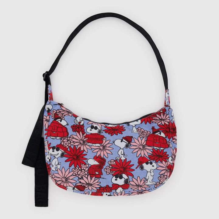 BOLSO - Baggu, Medium Nylon Crescent Bag Floral Snoopy