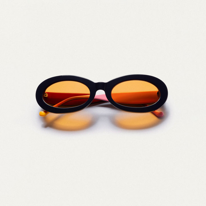 GAFAS DE SOL - Compañía Fantástica, Azul marino con punta patillas multicolor rosa y amarillo