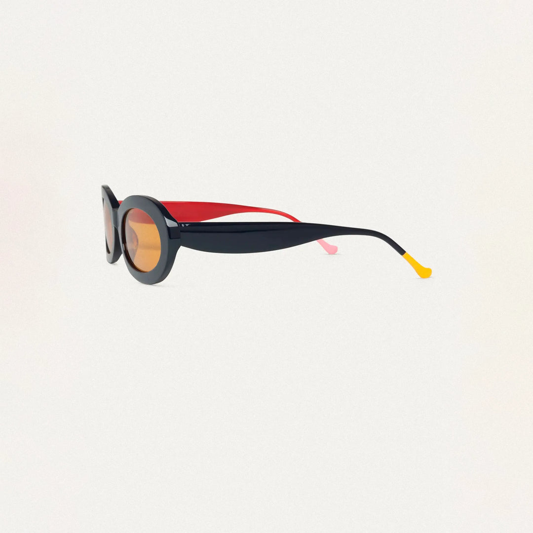 GAFAS DE SOL - Compañía Fantástica, Azul marino con punta patillas multicolor rosa y amarillo
