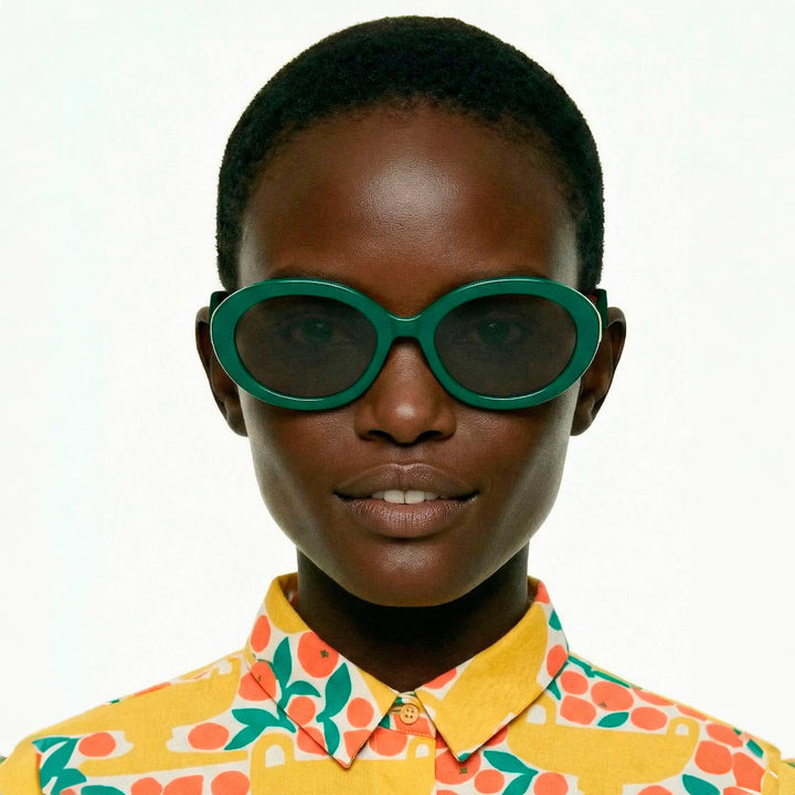 GAFAS DE SOL - Compañía Fantástica, Verdes con estampado margaritas