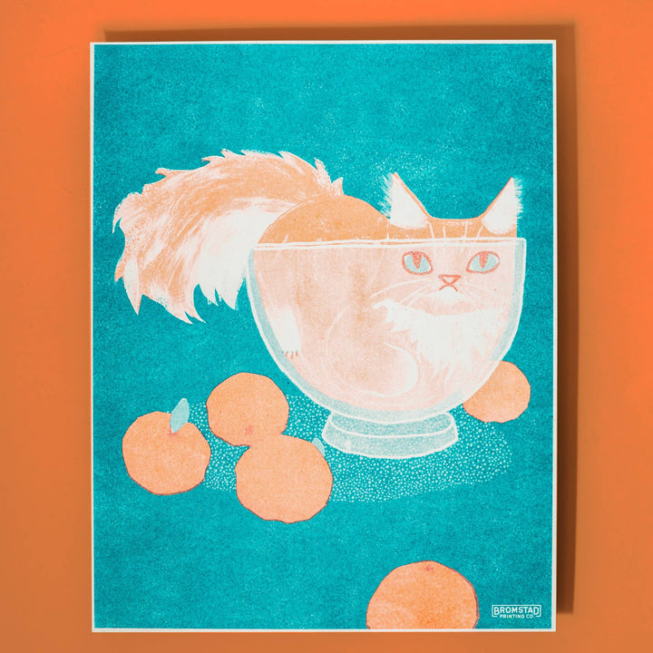 ILUSTRACIÓN - Bromstad Printing Co., Orange Cat in A Bowl