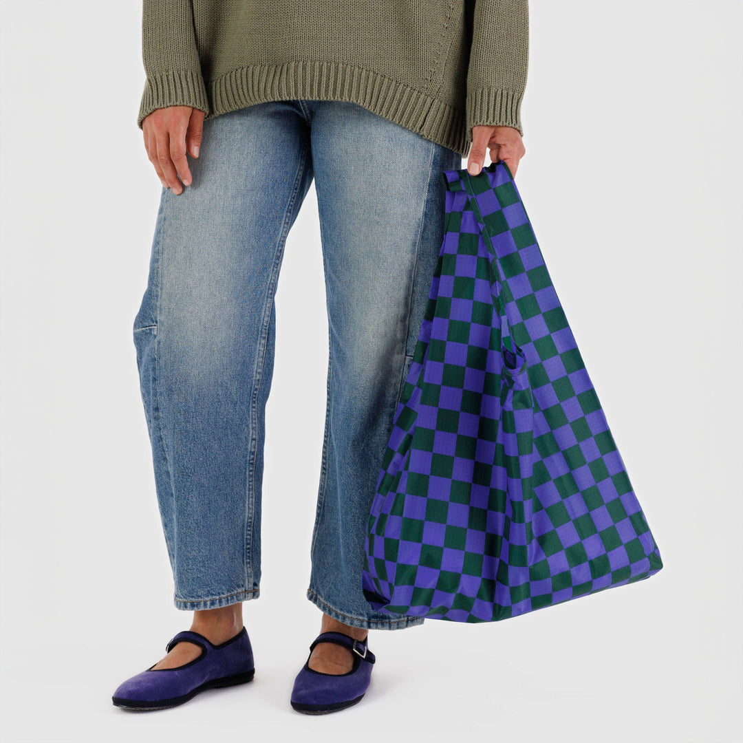 TOTE BAG - Baggu, Iris Green Check