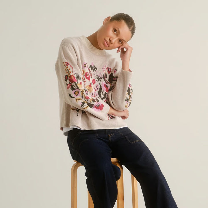 JERSEY - DEDICATED, Limhamn Folk Flower Vanilla White
