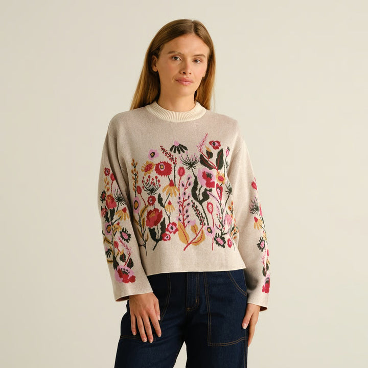 JERSEY - DEDICATED, Limhamn Folk Flower Vanilla White