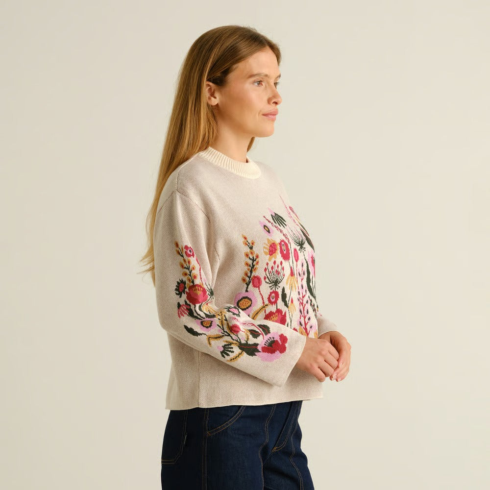 JERSEY - DEDICATED, Limhamn Folk Flower Vanilla White