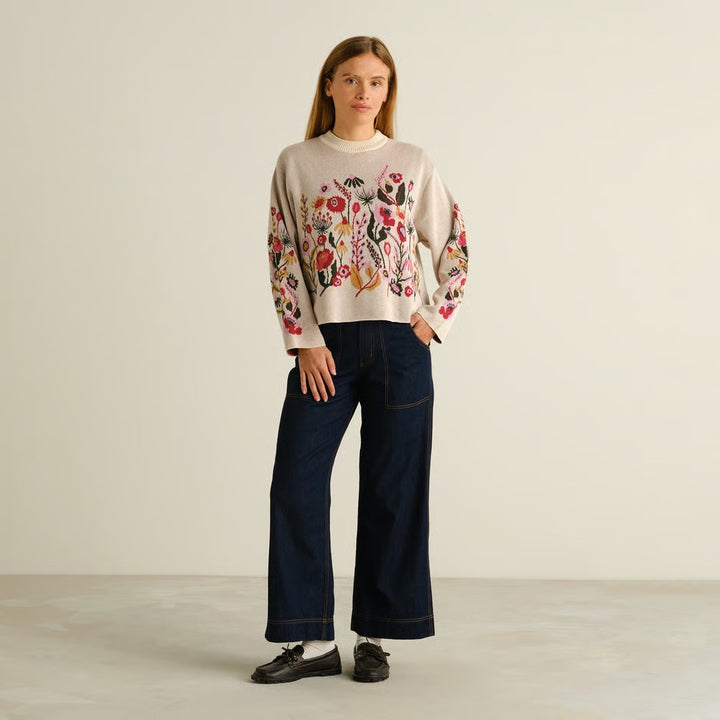 JERSEY - DEDICATED, Limhamn Folk Flower Vanilla White