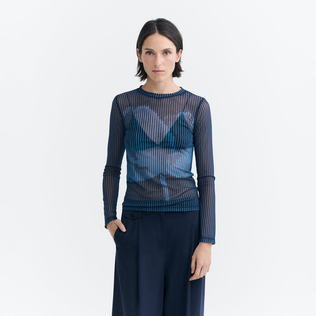 TOP - Thinking Mu, Lotus Print Navy Tere