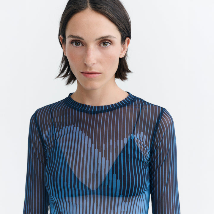 TOP - Thinking Mu, Lotus Print Navy Tere