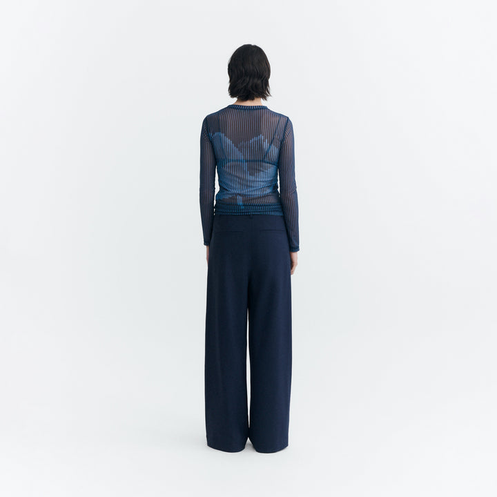 TOP - Thinking Mu, Lotus Print Navy Tere