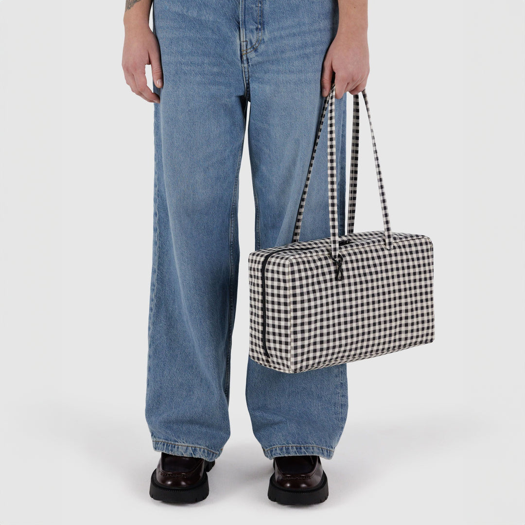 BOLSO - Baggu, Black & White Gingham Medium Nylon Bowler