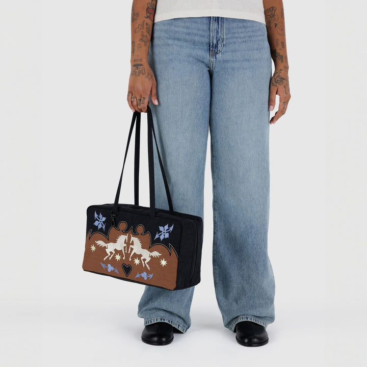 BOLSO - Baggu, Medium Nylon Bowler Bag Western Appliqué