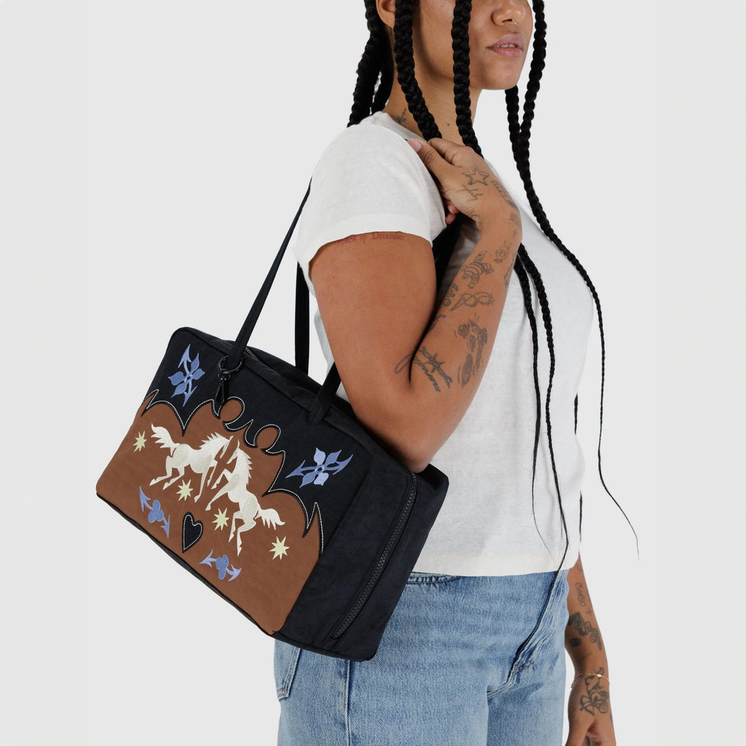 BOLSO - Baggu, Medium Nylon Bowler Bag Western Appliqué
