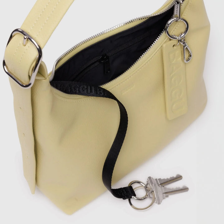 BOLSO - Baggu, Mini Recycled Leather Shoulder Bag Straw