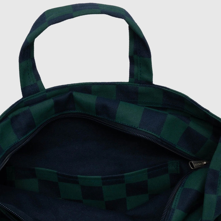 TOTE BAG - Baggu, Zip Duck Bag Navy Green Check