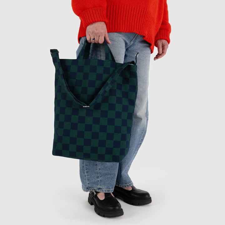 TOTE BAG - Baggu, Zip Duck Bag Navy Green Check