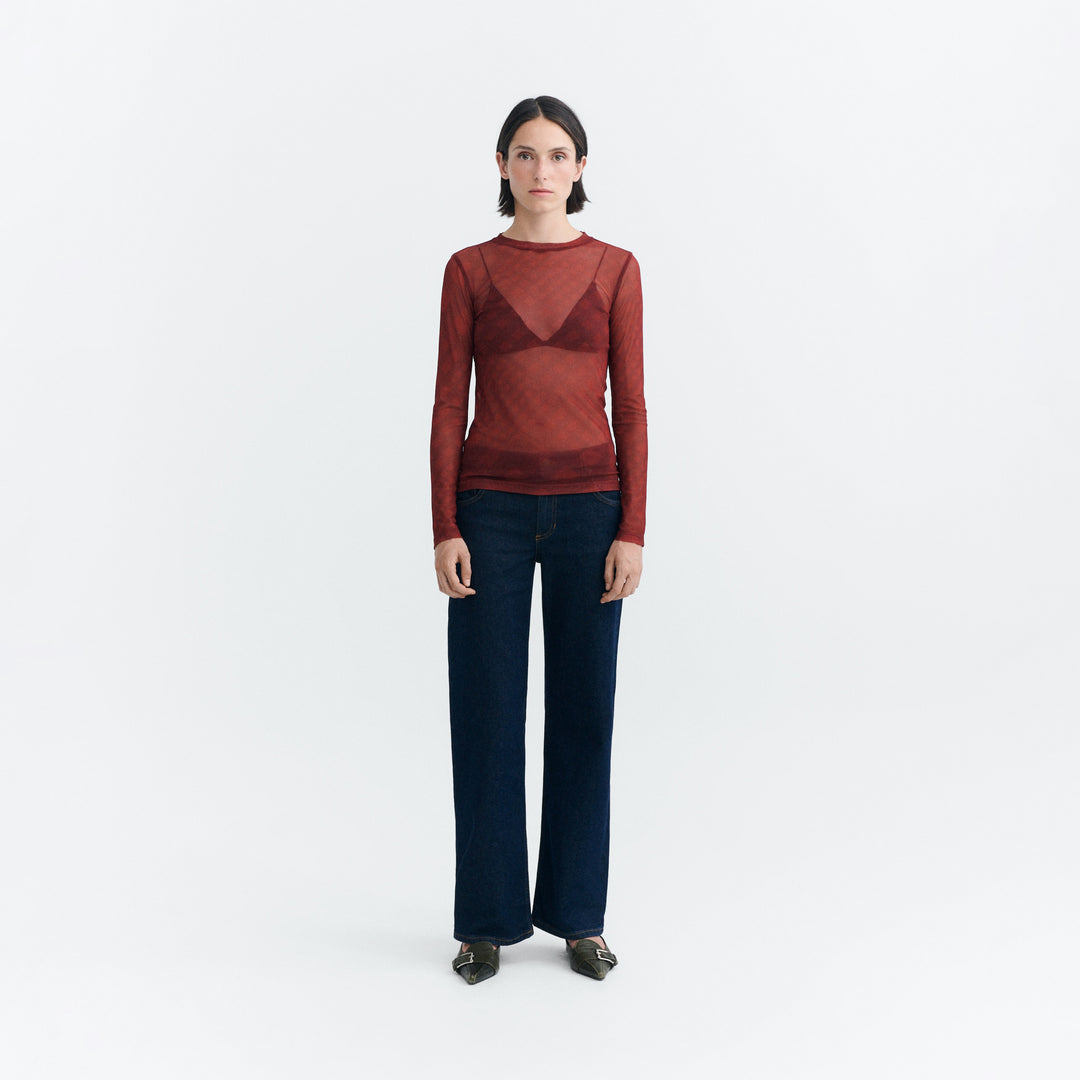 TOP - Thinking Mu, Noir Print Red Tere