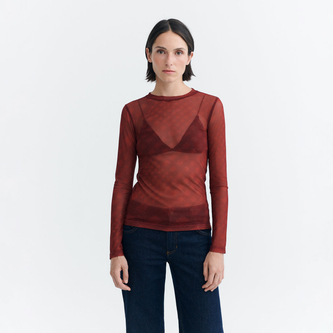 TOP - Thinking Mu, Noir Print Red Tere
