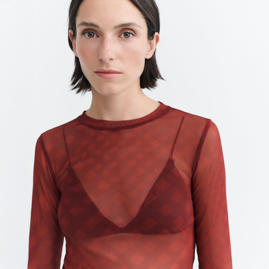 TOP - Thinking Mu, Noir Print Red Tere
