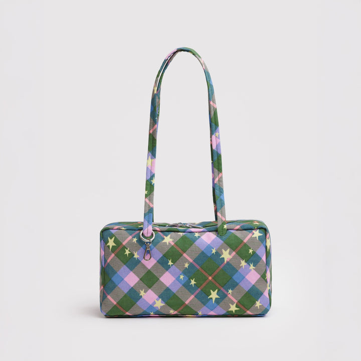 BOLSO - Baggu, Nylon Bowler Bag Green Star Plaid