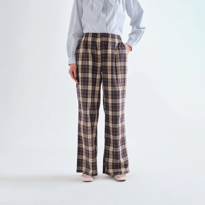 PANTALÓN - Compañía Fantástica, Algodón con estampado de cuadros marrón