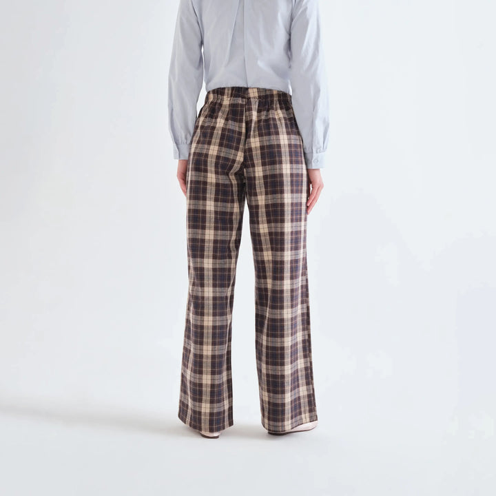 PANTALÓN - Compañía Fantástica, Algodón con estampado de cuadros marrón