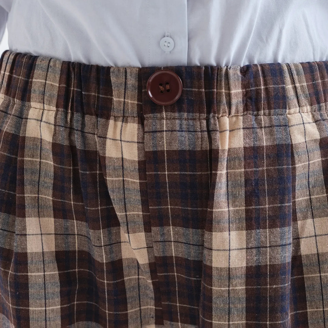PANTALÓN - Compañía Fantástica, Algodón con estampado de cuadros marrón
