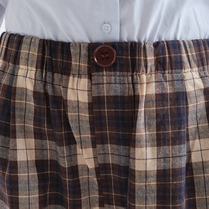 PANTALÓN - Compañía Fantástica, Algodón con estampado de cuadros marrón