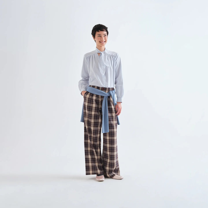 PANTALÓN - Compañía Fantástica, Algodón con estampado de cuadros marrón