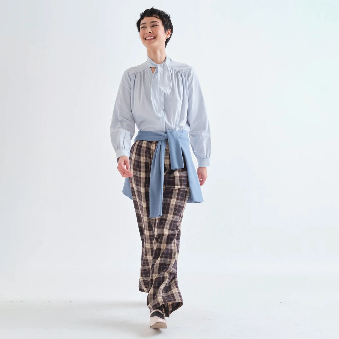 PANTALÓN - Compañía Fantástica, Algodón con estampado de cuadros marrón